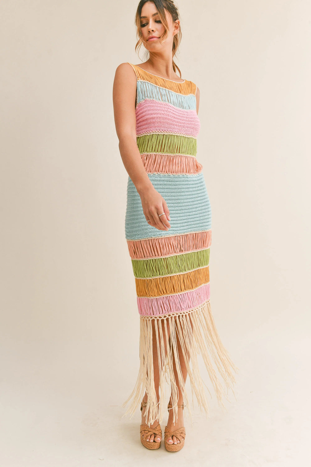 Multi color fringe dress