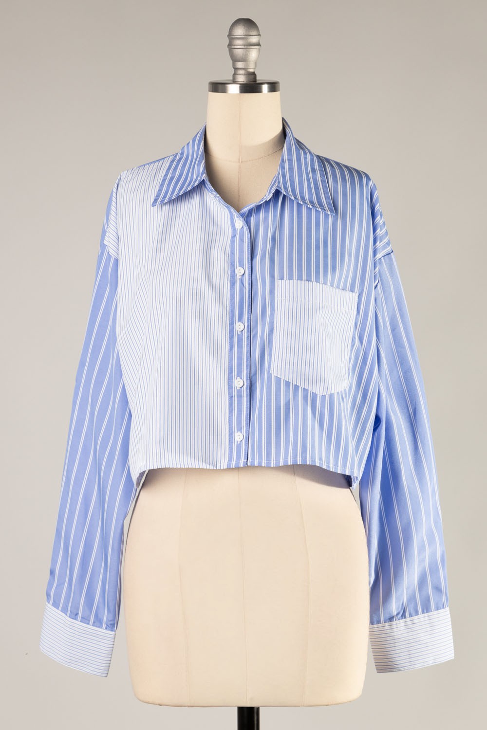 Striped color block shirt