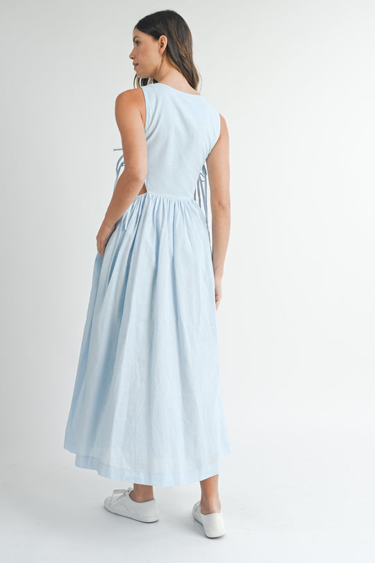 Linen Light Blue Midi dress