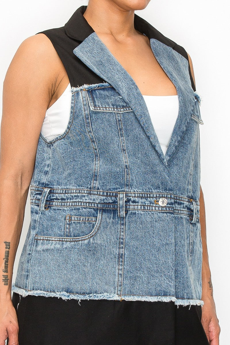 Contrast Denim Pocket vest