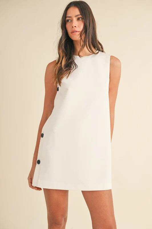 Side button mini dress