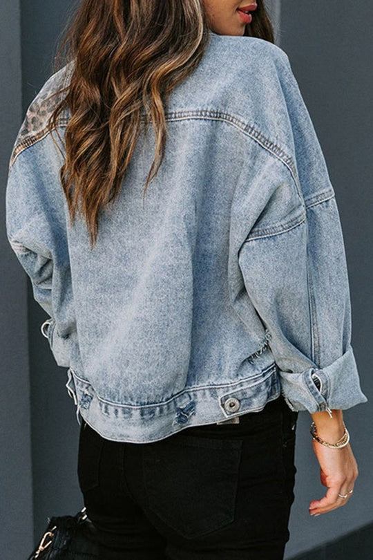 Animal print denim jacket