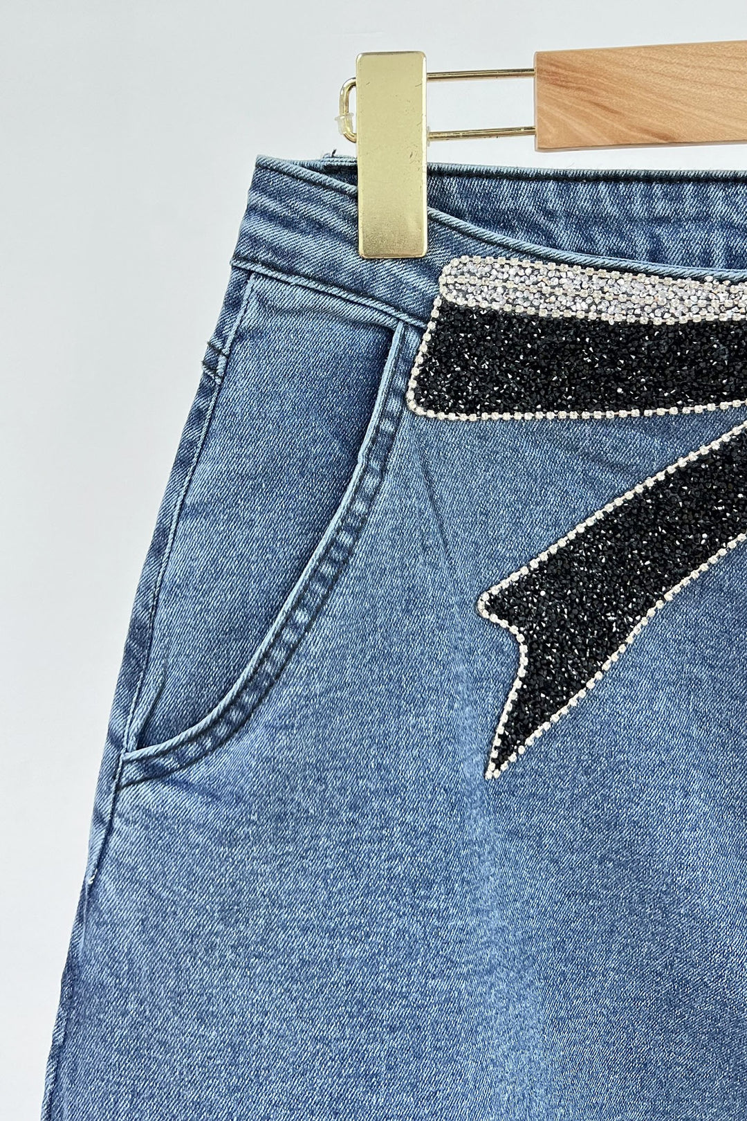 Bow rhinestones jeans