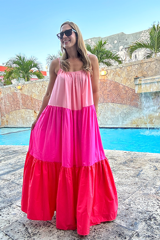 Serafina Color block Dress (pink)