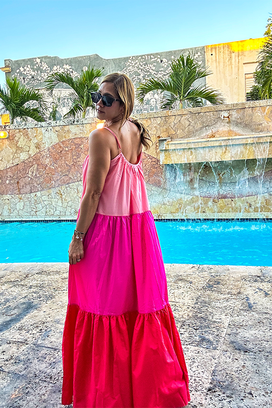 Serafina Color block Dress (pink)