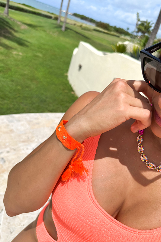 Orange star woven bracelet
