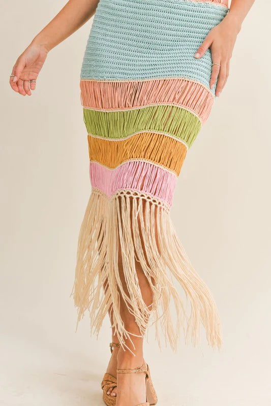 Multi color fringe dress