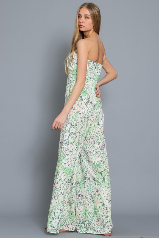 Tube green floral jumpsuit