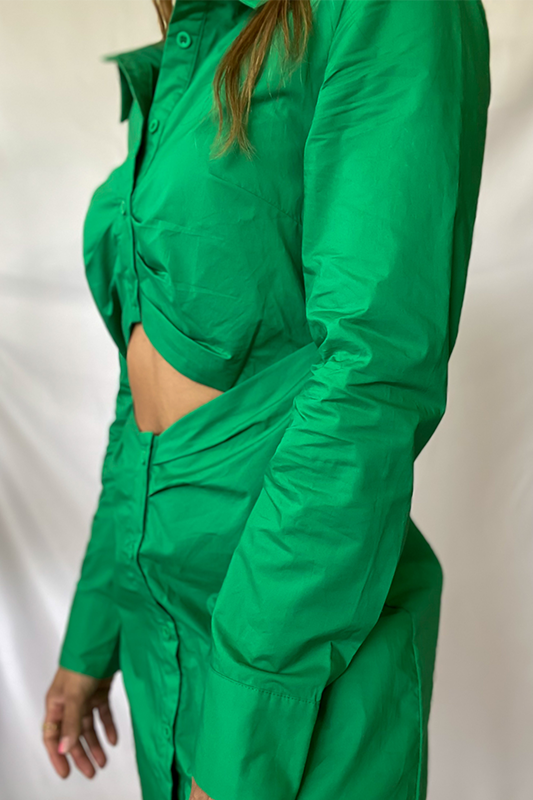 Emerald cut our green dress